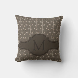 Elegant Personalised Monogram Brown Beige Pattern Cushion