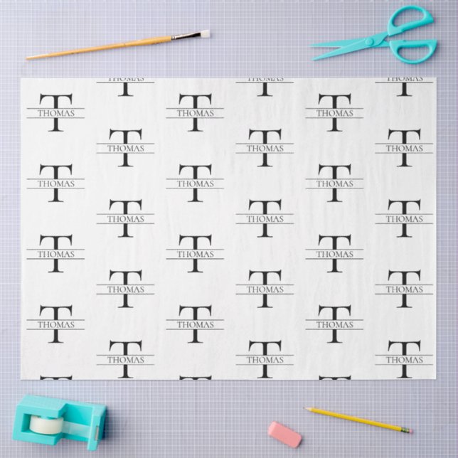 Elegant Personalised Monogram Custom Name Pattern Tissue Paper (Craft)
