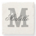 Elegant personalised monogram letter stone coaster