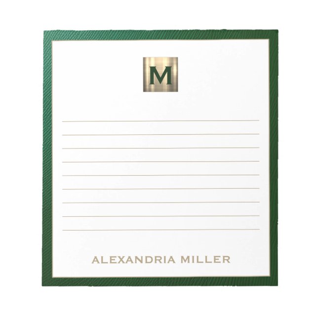 Elegant Personalised Monogram Lined Notepad (Front)
