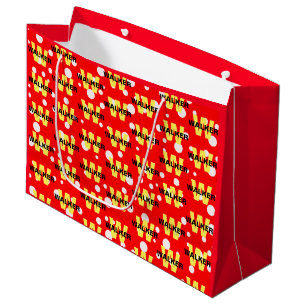Elegant Personalised Monogram Name Bright Red Large Gift Bag