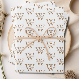Elegant Personalised Monogram Name Custom White Wrapping Paper Sheet