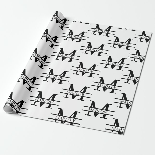 Elegant Personalised Monogram Name Custom  Wrapping Paper (Unrolled)
