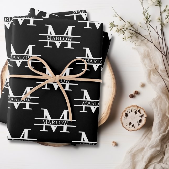 Elegant Personalised Monogram Name Custom Wrapping Paper Sheet (Elegant Personalized Monogram Name Custom Wrapping Wrapping Paper Sheets)