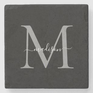 Elegant Personalised Monogram & Name Stone Coaster
