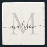 Elegant Personalised Monogram Script Name Stylish Stone Coaster<br><div class="desc">Elegant Personalised Monogram Script Name Stylish Stone Coaster</div>