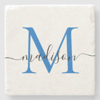 Elegant Personalised Monogram Script Navy Blue