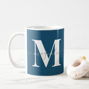 Elegant Personalised Monogram Teal Initial Coffee Mug