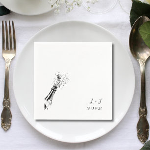 Elegant Personalised Monogram Wedding Cocktail Napkin