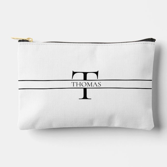 Elegant Personalised Monogrammed Custom Name Accessory Pouch (Front)
