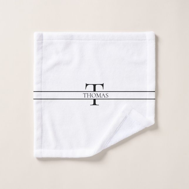 Elegant Personalised Monogrammed Custom Name Bath Towel Set (Wash Cloth)