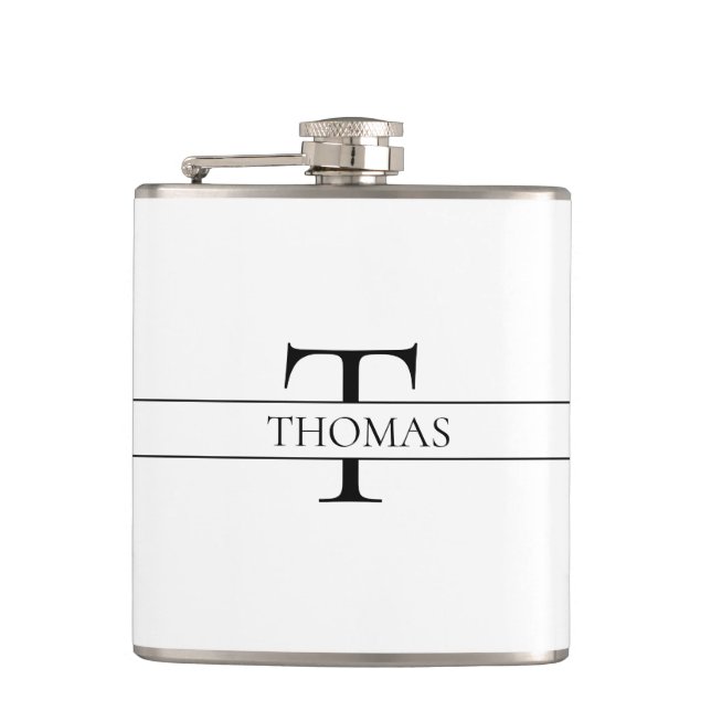 Elegant Personalised Monogrammed Custom Name Hip Flask (Front)