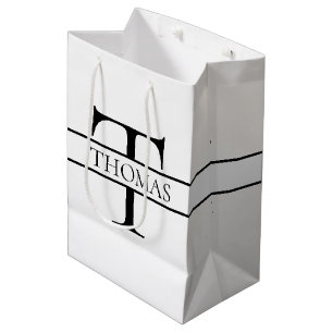 Elegant Personalised Monogrammed Custom Name Medium Gift Bag