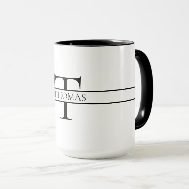 Elegant Personalised Monogrammed Custom Name Mug (Front Right)