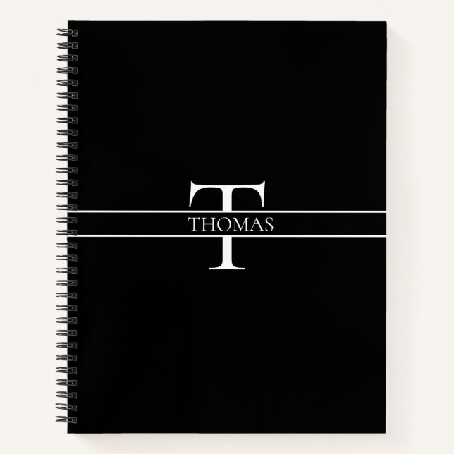 Elegant Personalised Monogrammed Custom Name  Notebook (Front)