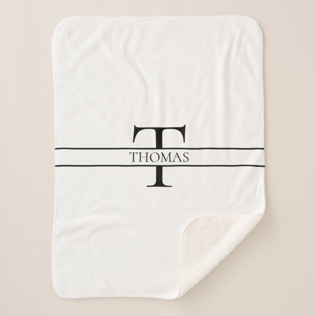 Elegant Personalised Monogrammed Custom Name Sherpa Blanket (Front)