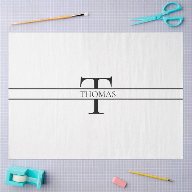 Elegant Personalised Monogrammed Custom Name  Tissue Paper (Craft)