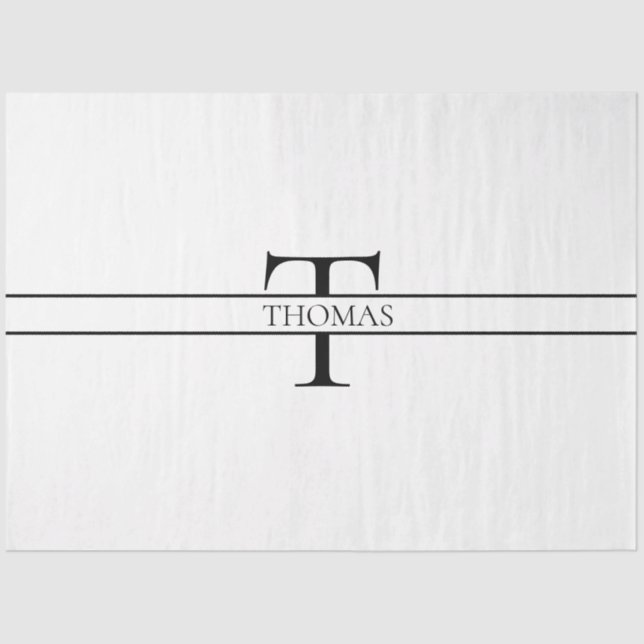 Elegant Personalised Monogrammed Custom Name  Tissue Paper (Front)