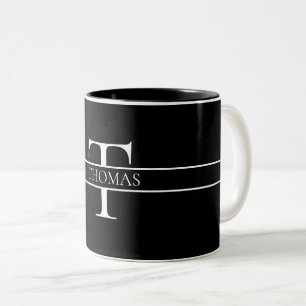 Elegant Personalised Monogrammed Custom Name Two-Tone Coffee Mug
