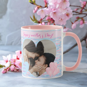 Elegant Personalised Mother’s Day Heart Photo Mug