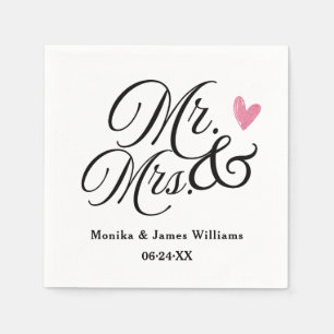 Elegant Personalised Mr and Mrs Wedding Monogram Napkin
