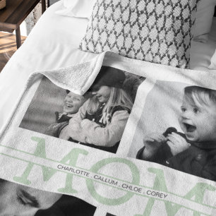 Elegant Personalised Mum Photo Collage Fleece Blanket