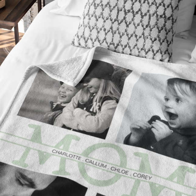 Elegant Personalised Mum Photo Collage Fleece Blanket (Creator Uploaded)