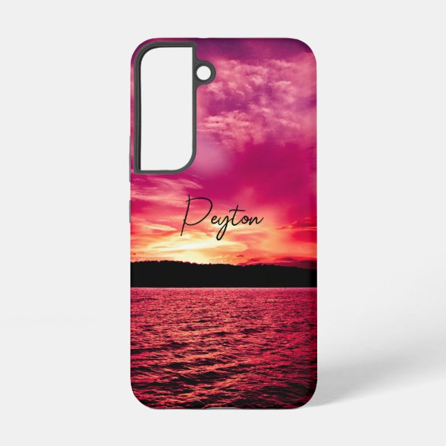Elegant Personalised Name Dusk Sunset Water Samsung Galaxy S22 Case (Back)