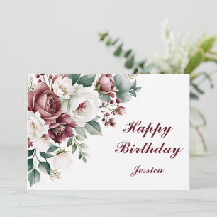 Elegant Personalised Name Floral Jessica Thank You Card