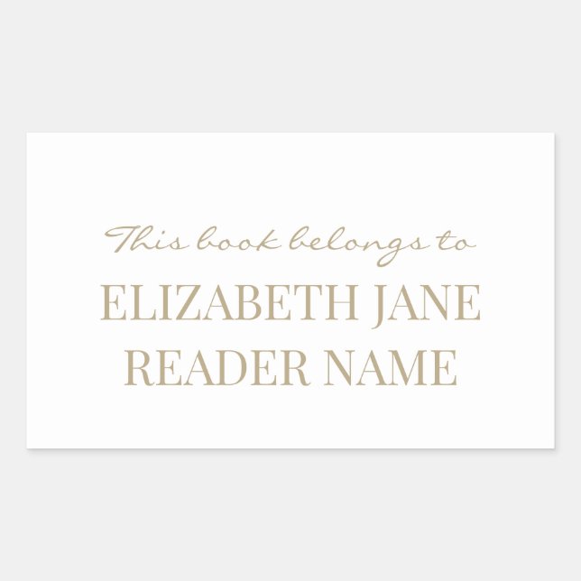 Elegant Personalised Name Gold Bookplate Label (Front)