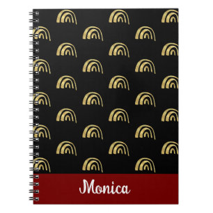 Elegant Personalised name gold rainbow pattern Notebook