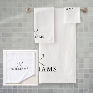 Elegant Personalised Name Golf Clubs Bath Towel Set