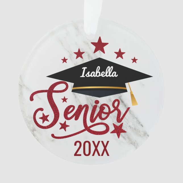 Elegant personalised Name Graduation senior 2024 Ornament (Front)