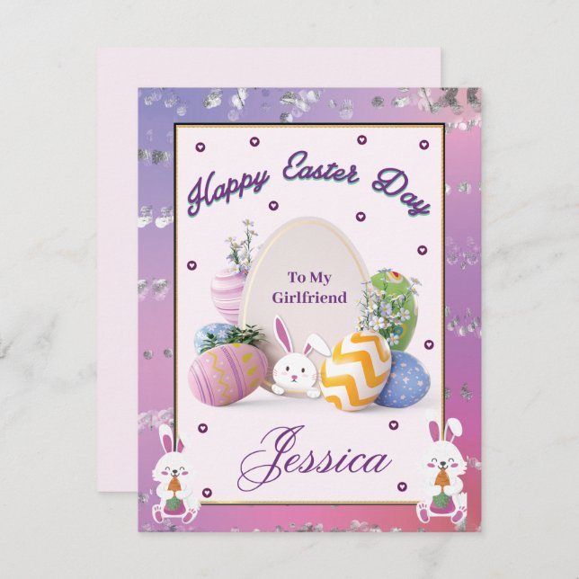 Elegant  Personalised Name Happy Easter Day  Holid Holiday Card (Front/Back)