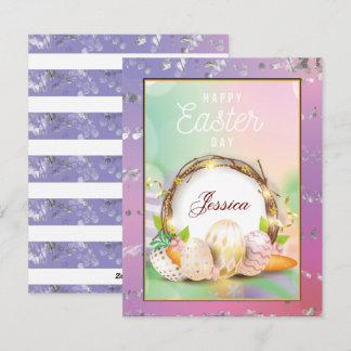 Elegant  Personalised Name Happy Easter Day  Holiday Card