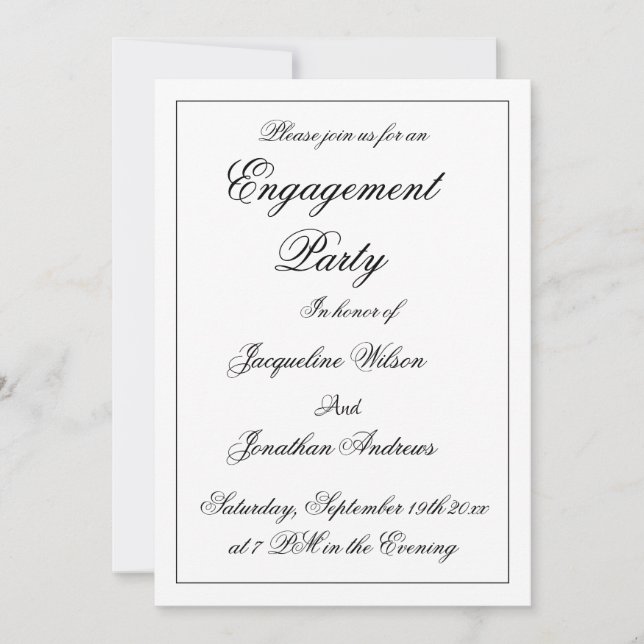 Elegant Personalised Names Engagement Party Invite (Front)