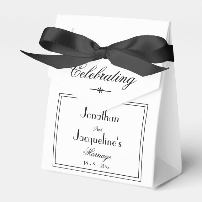 Elegant Personalised Names White Wedding Favour Bo Favour Box (Front Side)