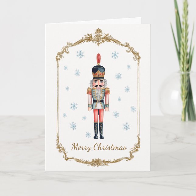 Elegant Personalised Nutcracker Photo Christmas Holiday Card (Front)