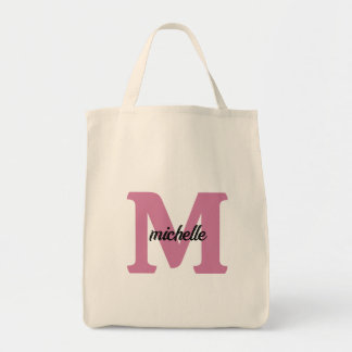 Elegant Personalised Old Rose Name Letter Tote Bag