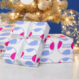 Elegant Personalised Pastel Pink and Blue Birthday Wrapping Paper