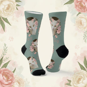 Elegant Personalised Pet Cat Photo Print Socks