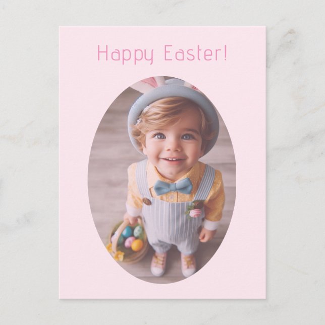 Elegant Personalised Photo Elegant Pink Easter Holiday Postcard (Front)
