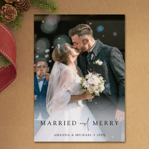 Elegant Personalised Photo Newlyweds Christmas Holiday Card