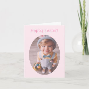 Elegant Personalised Photo Pink Folded Easter Card