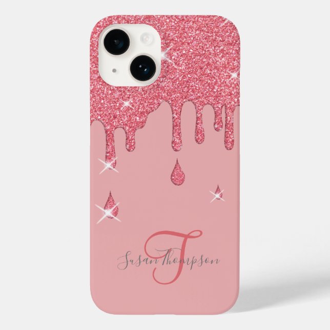 Elegant Personalised Pink Effect Sparkles  Case-Mate iPhone Case (Back)