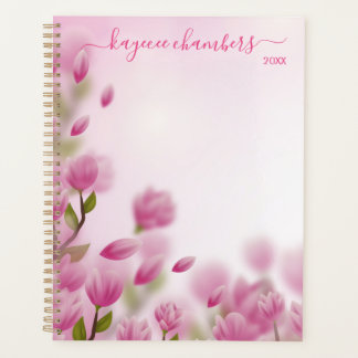 Elegant Personalised Pink Flowers Custom Planner