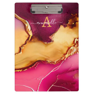 Elegant Personalised Pink & Gold Marble  Clipboard