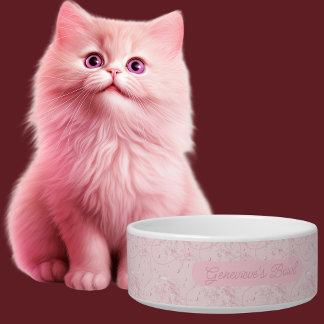 Elegant Personalised Pink Pearls Pattern Cat  Bowl