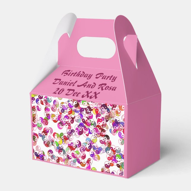  Elegant Personalised Pink Yin Yang Birthday Party Favour Box (Front Side)
