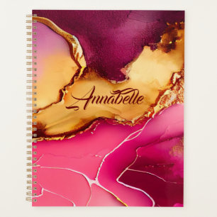 Elegant Personalised Planner Pink and Gold Marble 